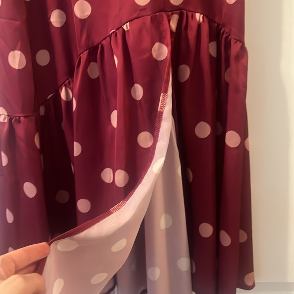 Polka Dot Midi Ruffle Skirt - Raspberry Pink - Picture 6 of 7